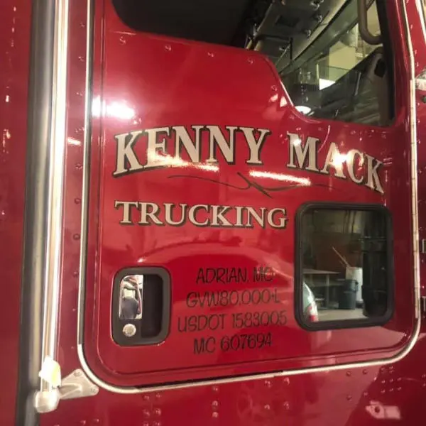 Kenny Mack Trucking Custom Vehicle Lettering